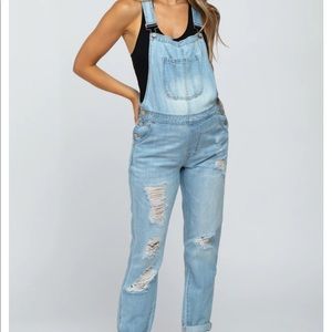 Maternity pink blush overalls